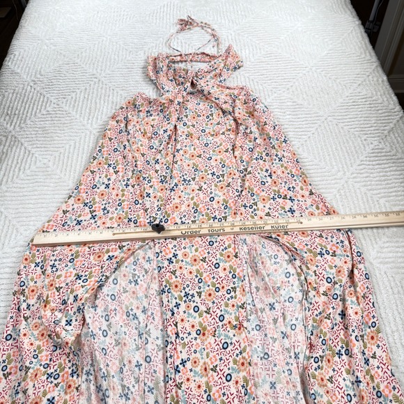 Chelsea & Violet Cold Shoulder Halter Midi Dress Women's S Peasant Cottagecore - Picture 4 of 11